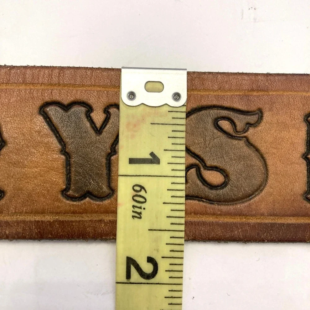 Vintage Leather Belt Chrysler Liberty Bell Buckle 1776-1976 Mens 42-46 Brown‎
